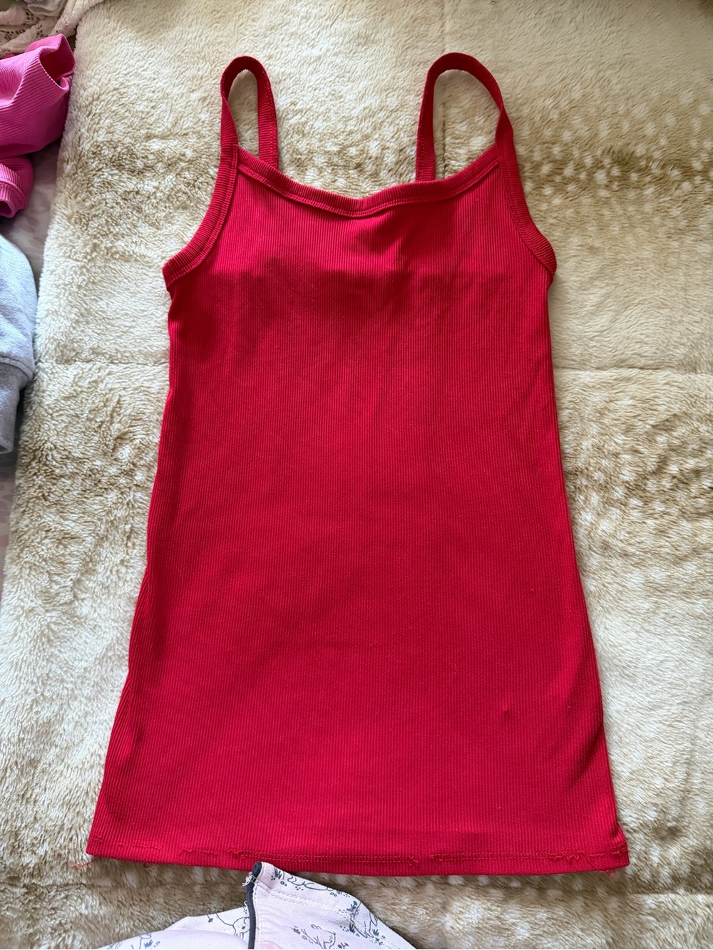 No Boundaries Red Ribbed Tank Top